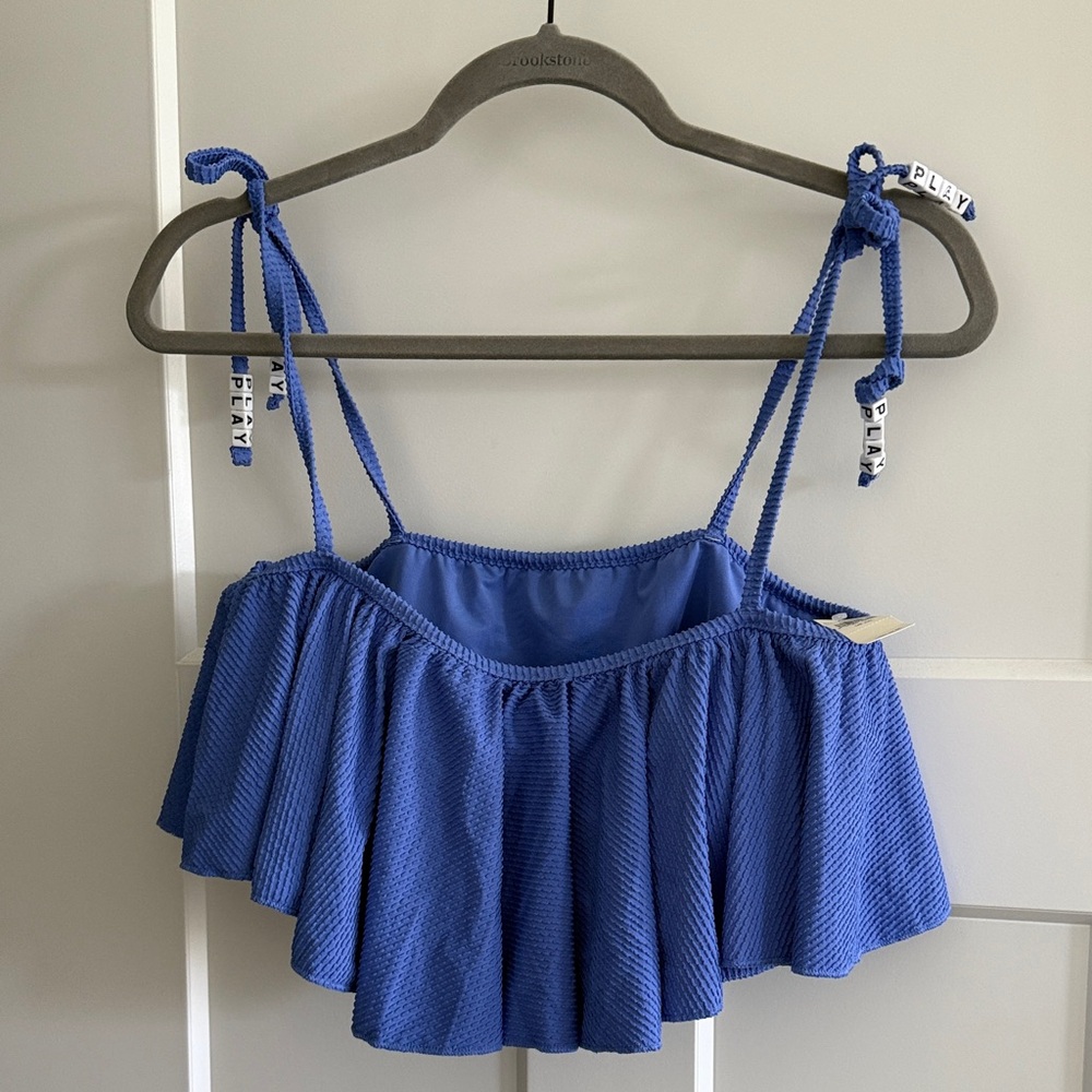 Aerie Blue Ruffled Swim Top